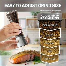 2pcs Premium Stainless Steel Salt And Pepper Grinder Set - Adjustable Ceramic - High Glass Salt And Pepper Mill - This Elegant Yet Practical Grinder Set Enhances Your Cooking Experience, Adding Flavor To Your Kitchen