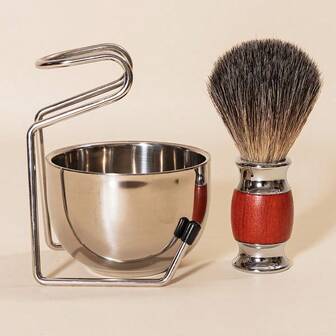 Premium Badger Hair Shaving Brush Set, High Quality With Durable Stainless Steel Base, Badger Hair Shaving Brush For Men - Suitable For Wet Shaving, Safety Razors, Grooming Tools, Double Edge Razors, Straight Razors, Shaving Razors, Men's Luxury Professional Salon Grooming Tools