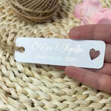 50pcs Customized Wedding Labels, White Cardstock Name Tags, Personalized Wedding Thank You Labels With Pre-Punched Holes ,Forever Love - White 1 - View 4