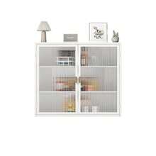 Modern 70cm Two-Door Glass Wall Cabinet With Three-Tier Storage For Entrance, Living Room, Bathroom, Dining Room (Black) WL