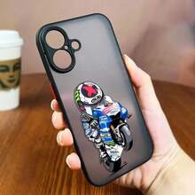Funda de teléfono mate con diseño de carrera de motocicletas de dibujos animados compatible con Apple 16, 16E, 15, 14, 13, 12, 11 Pro, XR, XS, X, 8, 7, SE Plus, Max, funda dura transparente compatible con iPhone 17 Pro, 17 Pro Max, 17 - SFBLA06 - Ver 10