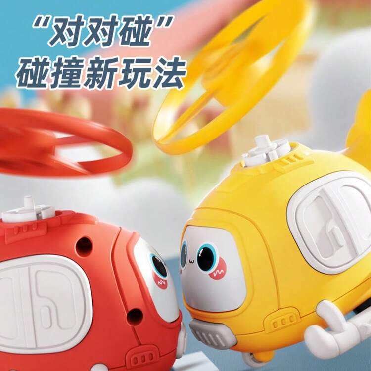 竹制蜻蜓发射器惯性碰撞飞机玩具，直升机玩具，送给男孩的完美礼物，节日礼物 - 彩色 - 查看 2