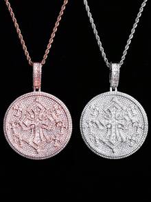 DUBSS 1 Piece Iced Out Multi Cross Disc Necklace Pendant For Men 5A Cubic Zirconia Gold Plated Hip Hop Jewelry - Cross - View 9