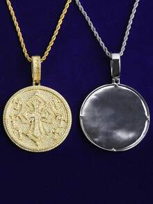 DUBSS 1 Piece Iced Out Multi Cross Disc Necklace Pendant For Men 5A Cubic Zirconia Gold Plated Hip Hop Jewelry - Cross - View 8