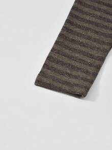 韩式条纹修身长袖T恤+吊带背心 - 咖啡棕 - 查看 4