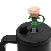 10mm Cute Flower Silicone Straw Cap, Dust-Proof Rose Straw Sleeve, Cartoon Water Bottle Straw Accessories, Valentine's Day Gift - Multicolor - View 2