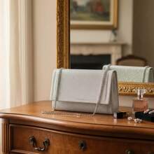 Kit 2 Square Bags Women's Handbag Shiny Party Chain Shoulder Strap With Glitter Blogger - Black - View 4