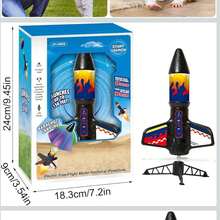 Lanzador de cohetes, 200 pies de altitud de vuelo, kits de cohetes modelo con juego de lanzamiento, cohete volador ultra alto, juguete de cohete, juguetes para niños al aire última intervensión - Negro - Ver 7