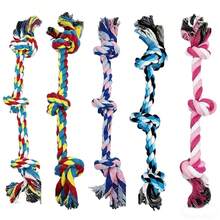 1pc 28cm Colorful Triple Braided Rope Dog Chew Toy, Durable Bite Resistant Dental Care Knotted Toy, Random Color - Multicolor - View 12