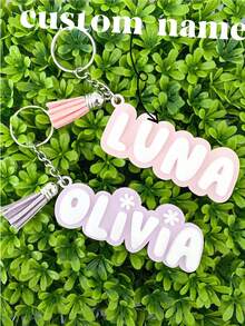 Personalized Floral/Bow Name Tags, Suitable For Backpacks, Luggage, Diaper Bags, Can Customize Name Tags, Teen's Name Keychains, Customized Lunch Box Labels, Schoolbag Labels, Teen's Gifts - Multicolor - View 3
