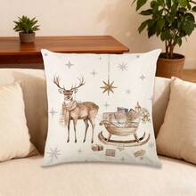 Christmas Throw Pillow Covers Creative Snowflake Reindeer Cushion Cases For Winter Home Party Decor - Orange - View 3