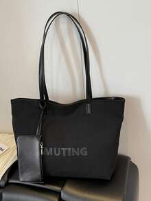 Fashionable Casual Versatile Shoulder Tote Bag - Black - View 12