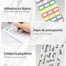 Organizador de Dinero A6, Organigastos Tipo Cartera Cuero con 12 Sobres Transparentes con Cierre, 12 Hojas de Planificador de Presupuesto de Finanzas, Libreta de Ahorro y Gastos con 3 Pegatinas, Rosa - Verde - Ver 8