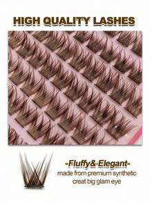 Rikuaild 100pcs Brown Glue-Free False Eyelashes, DIY Cluster Fake Lashes, Natural Looking, Fluffy & Soft, Criss-Cross Lengthening Lashes, For Everyday Makeup - D - View 5
