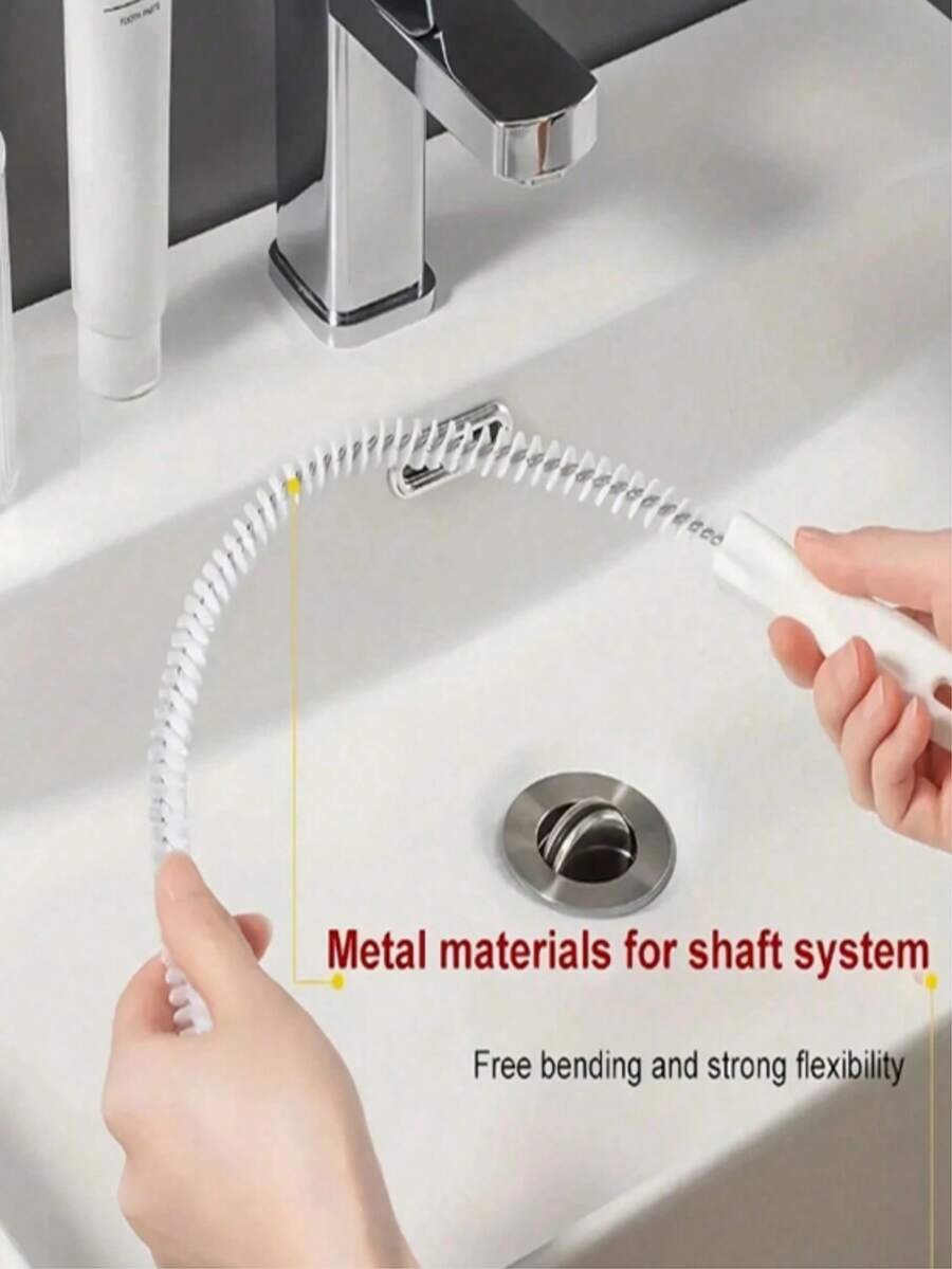 2 Pcs Drain Cleaning Tool Set (With Storage Hook), Includes Flexible Drain Remover And Brush, Hair Clog Remover For Sink, Shower, And Bathtub, Effectively Captures Hair And Cleans Pipes For Kitchen And Bathroom, Bathroom Decor, Fall Decor, Home Cleaning, Back To School