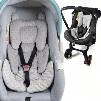 3in1 Baby CarSeat Head Support For Infant, Reversible Soft Infant Car Seat Insert Newborn Boy Girl, Breathable Head Body Support Pillow Cushion,Stroller,Swing,Bouncer,Baby Registry,Grey