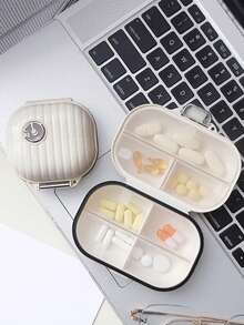 1pc Portable Shell Shaped Pill Case, Modern PET Medicine Storage Box, Suitable For Home Use, Essential For Holidays And Travel - White - View 5
