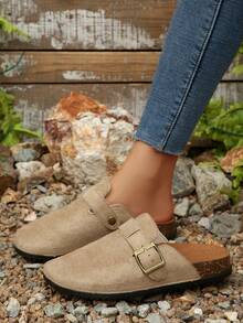 Boken Women's Spring 2024 New Thick Soled Slide Sandals, Slip-On Casual Loafers - Khaki - View 5