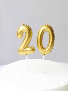 1支波浪形金色数字生日蜡烛 0-9 年龄数字蜡烛 烘焙蛋糕装饰 派对用品 - 金色 - 查看 5
