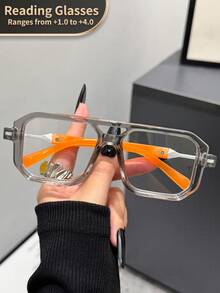 LiMiaoMiao 1pc Rectangular Double Bridge Vintage Reading Glasses, Clear Transparent Computer Reading Glasses, Magnification +1.0 To +4.0, Unisex - trong suốt - Xem 22