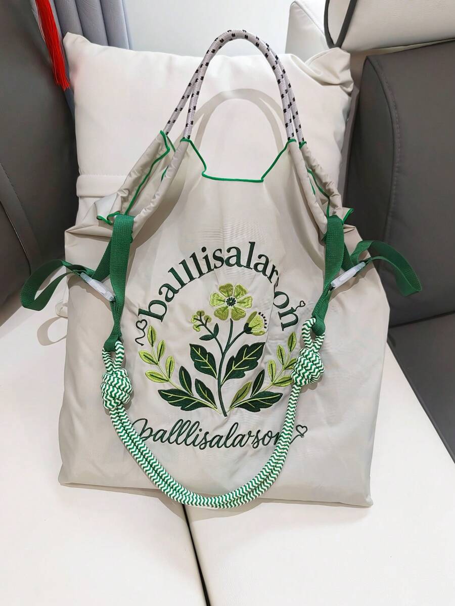 新款精致雏菊刺绣大容量手提包，女士时尚百搭单肩手提包 - 彩色 - 查看 1