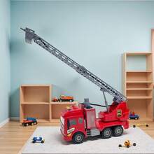 消防车玩具，带灯光音效的消防救援车玩具，摩擦动力，适合日常玩耍、消防主题角色扮演、学校用品、派对礼物、户外玩具、儿童生日礼物、男孩玩具、互动游戏