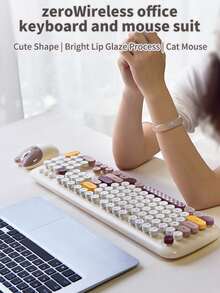 MOFII Zero 2.4G Wireless Keyboard & Mouse Set With Retro Round Keycaps, Silent Ergonomic 104 Full-Size Keys And Colorful Look. Perfect For Ladies For Office Work And Gaming, Compatible With Windows Laptops And Desktops. Batteries Not Included. - Multicolor - View 9