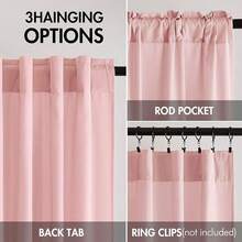 White Privacy Sheer Curtains 84 Inch, Light Filtering 2 Panels Set - Pink - View 11