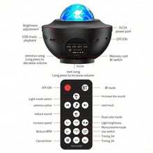 Projector Galaxy Night Light With Ocean Wave Music Speaker Sky Room Decoration Light Projector For Bedroom Decoration Lamps - 星星 - 查看 7