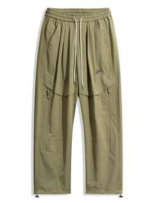 Plus Size Men's Casual Zip-Up Hooded Jacket And Pants Set, Autumn