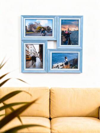 1 Set Of 4 Piece Photo Frame Combination, Fits 4x6 Inch Photos, Modern Minimalist Home Decor For Bedroom, Living Room Wall Hanging, Suitable For Wall And Tabletop Display