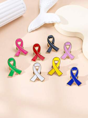 1pc Ribbon Brooch, Breast Cancer Awareness Ribbon Bow Pin, Fashion Accessory Gift