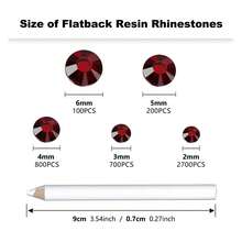 4500PCS Resin Flatback Rhinestone, 2mm 3mm 4mm 5mm 6mm Ruby/Dark Red Flatback Rhinestones For Tumblers, Nails Art, Mugs, Bottles, Craft Dration, Loose Bling Glitter Gem Stone - 多色109 - 查看 2