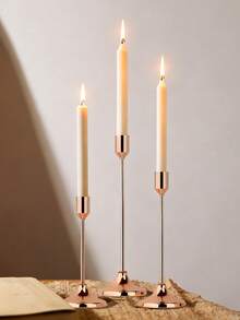 12 قطعة/6 قطع/3 قطع من حاملات الشموع الذهبية/السوداء/الفضية، 3 قطع من حاملات الشموع المخروطية الشكل، حاملات شموع ديكورية حديثة باللون الذهبي والأسود، مناسبة لطاولة الطعام والمدفأة والزفاف والحفلات وعيد الميلاد والذكرى السنوية (الشموع غير مشمولة) - لون شمبانيي - مشاهدة 1