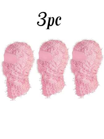 3pcs Camouflage Knit Beanie Hats, Fashionable Funny Personalized Camouflage Knit Cap, Excellent Warmth For Outdoor, Ideal Gift For Parties And Gatherings