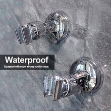 Soporte ajustable para cabezal de ducha con ventosa extrable, soporte de cabezal de ducha sin taladro, soporte de cabezal de ducha con cromo pulido para bao - Plateado - Ver 4