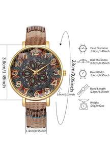 1pc Women's Elegant Fashion Personalized Numeric Dial Quartz Wrist Watch, & Chic (Watch Box Not Included) - Màu be - Xem 4