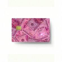 1pc Pink Glitter Money Bill Design Debit/Credit Card Skin Sticker, Creative PVC Anti-Fingerprint Durable Card Cover Decor For Bank Card, ID Card, Access Card, Gift,Back To School,School Supplies - Nhiều màu - Xem 7