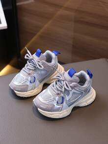 1 par de zapatillas deportivas casuales con suela blanda y transpirable, antideslizante, para niños, zapatos deportivos para correr - Gris - Ver 4