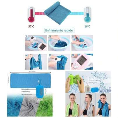 Paquete de 3 toallas refrescantes, Toallas porttiles suaves y transpirables con Silicona redonda bolsa, Toallas de secado rpido para ejercicio y gym, para correr, senderismo, yoga, camping Verde
