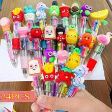 12/24 PCS Cute Cartoon Four-Color Mini Colored Ballpoint Pens, Creative Portable Pen, Scalable Neutral Pen, Student Signature Pens, Birthday And Party Gifts, Classroom Rewards, Suitable For School And Office Use, Christmas, New Year Gifts, Perfect Choice For Holiday Gifts - 彩色 - 查看 12