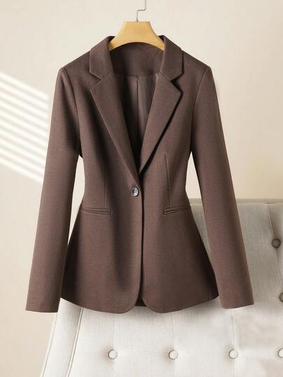 Women's Autumn/Winter New Wool Blend Blazer Jacket, Elegant Casual Versatile Slim Fit Warm Woolen Suit