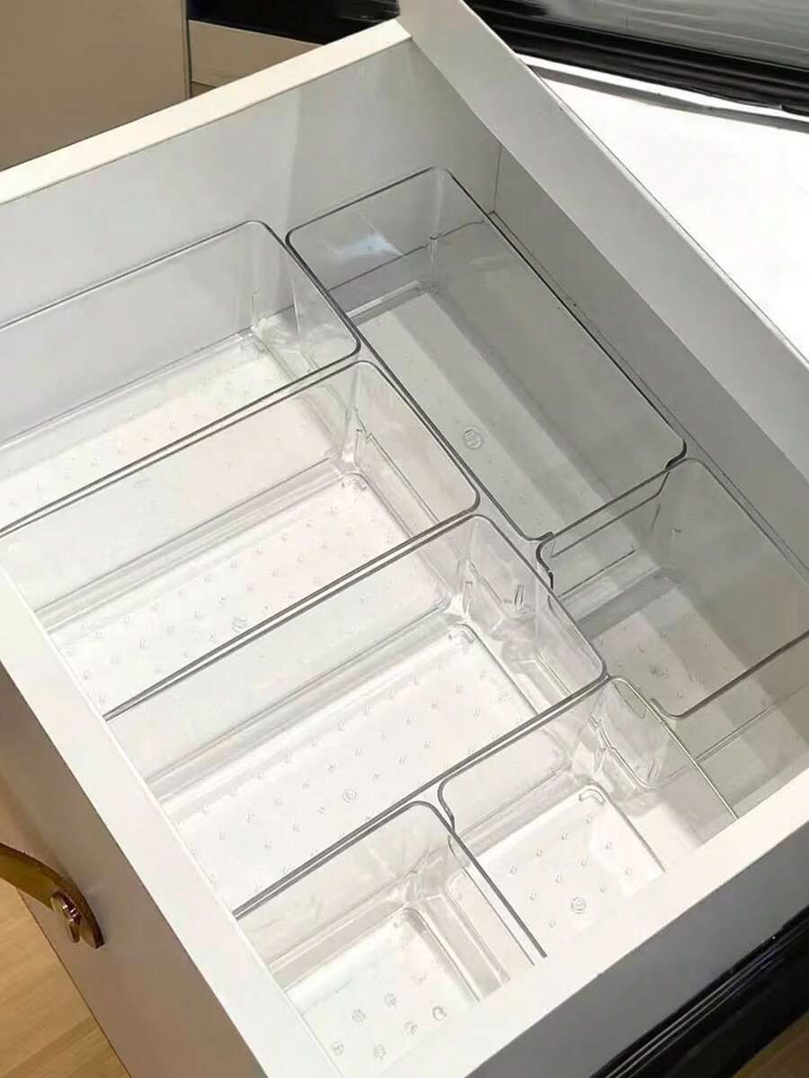 11pcs/6pcs/3pcs/1pc Multifunctional Plastic Cosmetic Drawer Organizer Box - Makeup, Jewelry, And Accessories Storage Solution For Vanity And Desk - Transparent - View 1