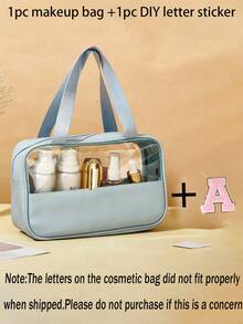1pc Transparent PVC Makeup Organizer Bag, Letter Pattern, Waterproof & Portable, Plush Letter Zipper Design, Minimalist Style, Customizable Letter Stickers, Women's Travel Toiletry Bag, Bathroom Letter Combination Toiletry Bag (Letter A~Z), Gift For Mom, Beach Bag, Beach Essential, Beach Towel Storage Bag, Beach Accessories, Beach Supplies, Holiday Bag, Essential For Autumn/Winter Vacation, Valentine's Day Gift,Pouch,Makeup Pouch,Travel Essential - Multicolor - View 23