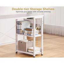 40 Inch Small White Computer Desk With 4 Fabric Drawers, Modern Office Desk For Home Office Gaming With Storage Shelves Study, White - trắng - Xem 7