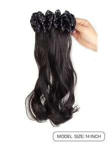 合成假发 优雅印花波点蕾丝发饰 香蕉夹式分层卷发马尾 低扎自然马尾爪 适合女性日常佩戴和聚会 - 彩色 - 查看 6