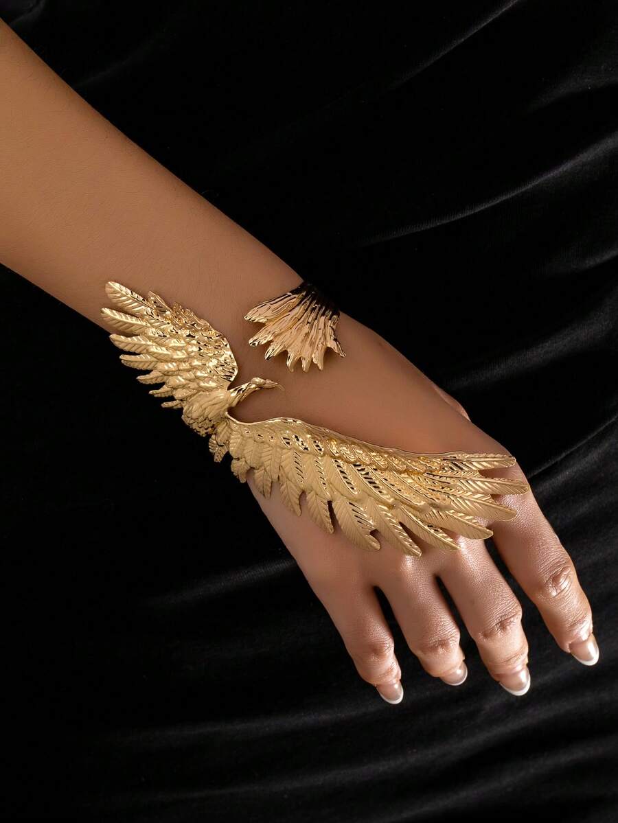 1pc Glamorous Wild Golden Eagle Wing Bracelet, Eye-Catching Women Accessory For Party