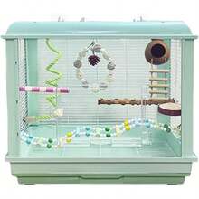 Jaula para pájaros Parrot Bird Cage Acrylic Transparent Ecological Bird Cage Luxury Villa Cage Special Large Cage Jaula para pájaros para Mascotas Green - Verde - Ver 1