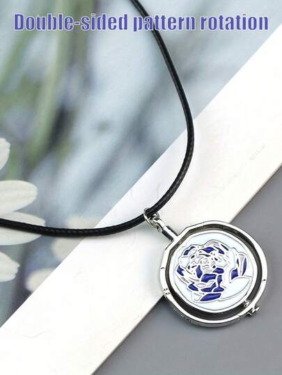 Un collier/porte-clés pendentif bleu en forme de rose tournante, parfait pour décorer les sacs à dos et collectionner, et aussi un cadeau idéal pour l'anniversaire, Halloween, Noël et la Saint-Valentin pour les amis.