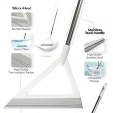 Magic Silicone Squeegee Broom: Effortlessly Clean Floors, Windows & Remove Pet Hair - Detachable Head For Easy Cleaning In Kitchen, Bathroom & Living Room. A Home Essential, Complete Your Cleaning Supplies And Bathroom Accessories! - White - View 7